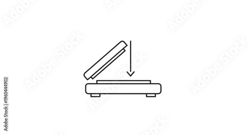 Graphic icon demonstrating scanning process preparation or document loading onto a flat surface