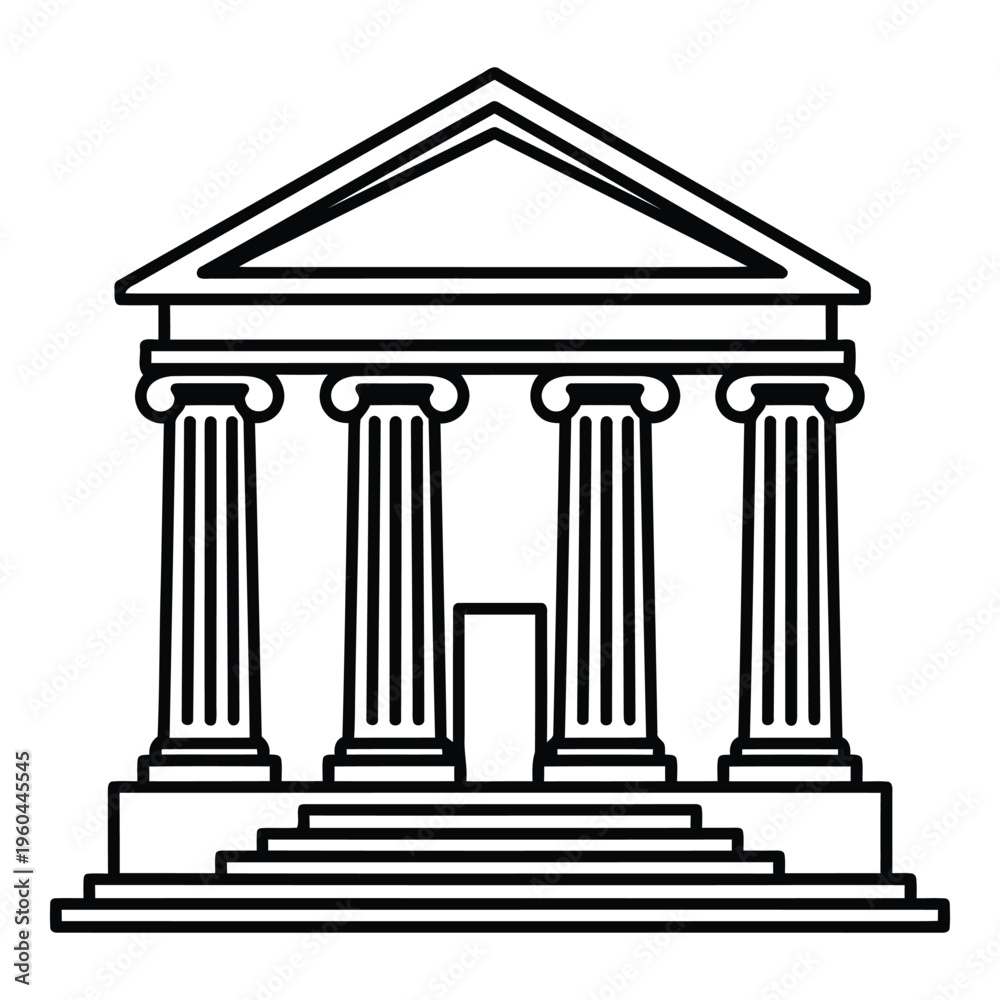Obraz premium Building with Columns and Pediment.