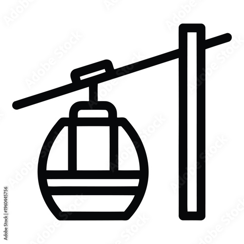 Cable Car Transportation Vehicle Icon.