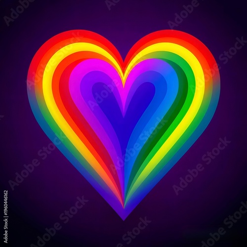  rainbow heart on a dark background 