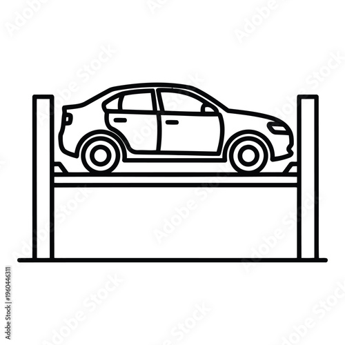 Car on a parking lift platform.