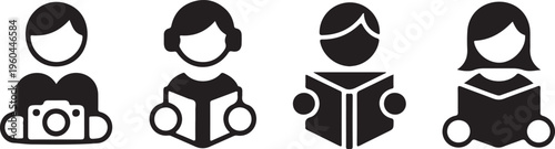 Black and white of people with hobbies camera