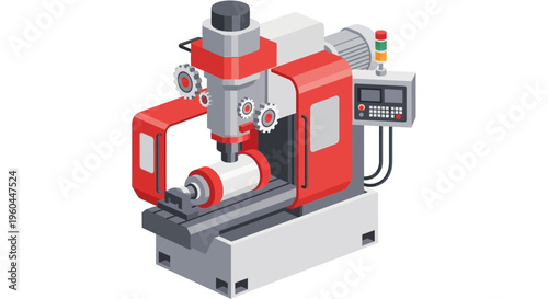 Precision Machining Industrial Equipment Isometric Vector Illustration