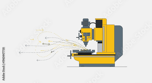 Precision Milling Machine Workflow And Data Flow Illustration