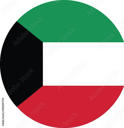 Free Download Kuwait Flag Round Icon Circular Button Design Official National Colors Symbol Vector Graphic Element - GFXLoad