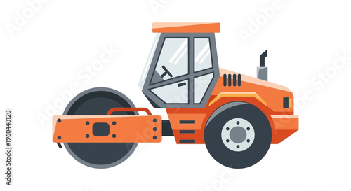 Orange Steamroller Machine For Road Construction And Paving