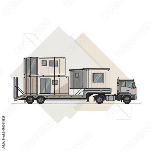 Modular Building Transported By Flatbed Truck