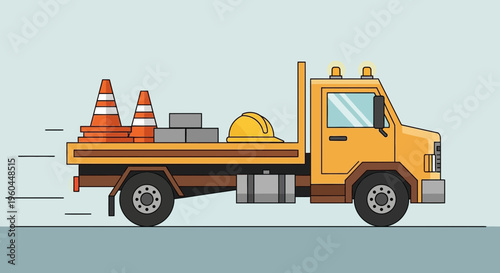 Moving Construction Supplies On A Flatbed Truck