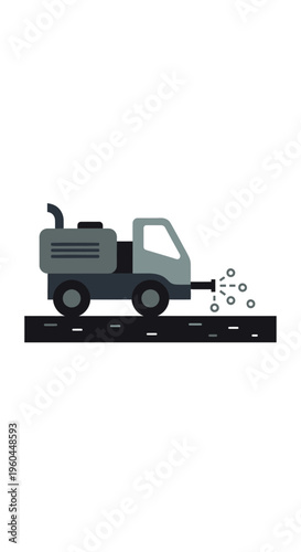 Pavement Rejuvenation Truck Applying Sealant on Asphalt Road Surface