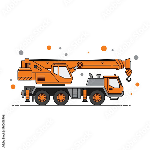 Orange Mobile Construction Crane With Telescopic Boom Ready For Heavy Lifting Operations