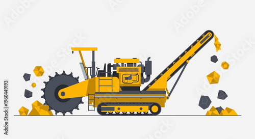 Powerful Mining Excavator Working To Extract Precious Minerals From Earth