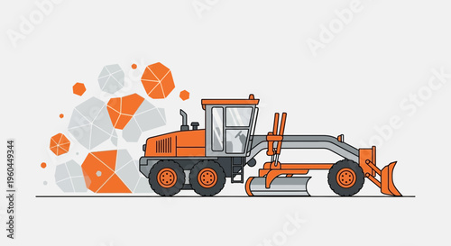 Orange Motor Grader Working on Site Creating Clean Lines