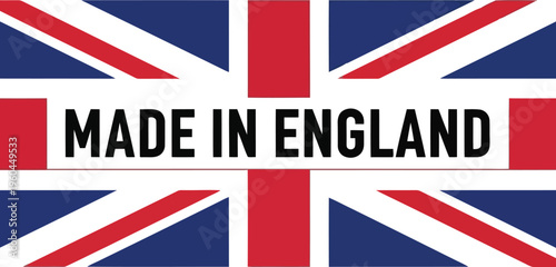 Made in England Label Featuring British Union Jack Flag Design for Quality Product Branding