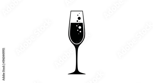 Champagne Flute with Bubbles - Minimalist Icon