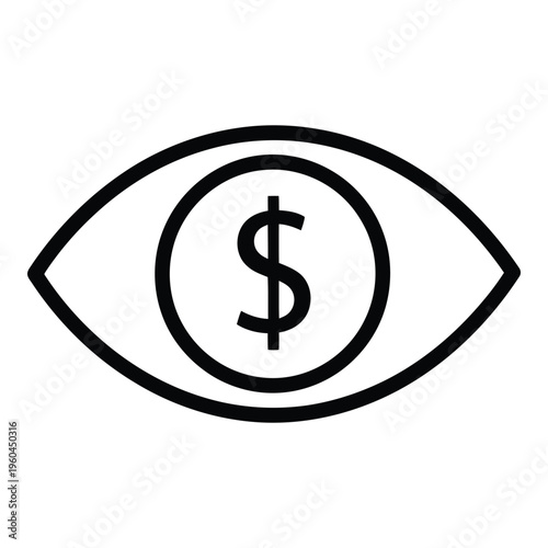 Eye with dollar sign symbol.