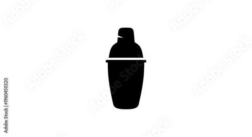 Black cocktail shaker silhouette icon on white background, bar equipment, mixology symbol