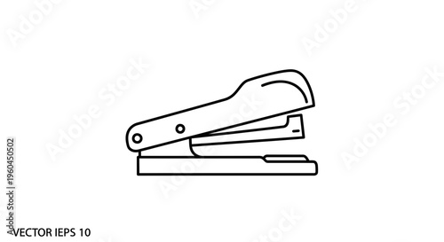Minimalist line art illustration of a common office stapler essential for binding paper documents