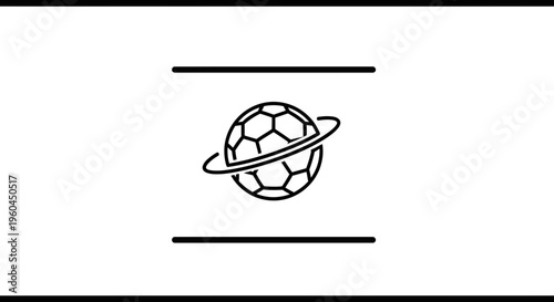 Global football concept with orbiting ring icon representing worldwide sport vector illustration