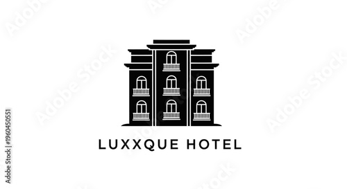 Luxury Hotel Building Icon - Elegant Architecture and Accommodation Symbol