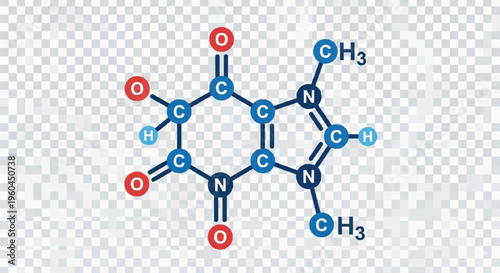 Chemical Structure of Caffeine Molecule (C₈H₁₀N₄O₂)