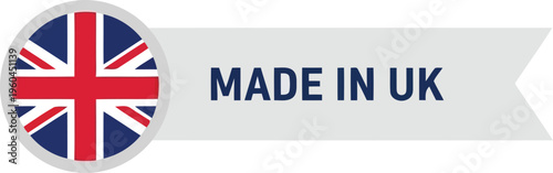 Made in UK Label Design with British Flag Icon for Product Packaging and Marketing Branding