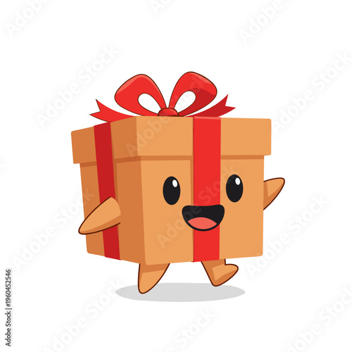 Cartoon gift box with red ribbon 1.