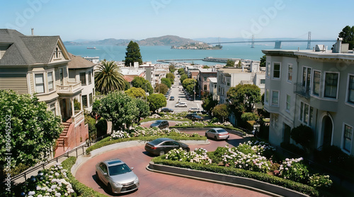 View of Lombard Street in California