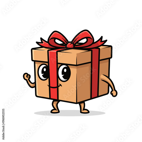 Cartoon gift box with red ribbon 2.