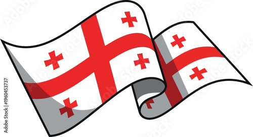 Waving Flag of Georgia Isolated on White Background for National Celebration and Patriotic Design Projects
