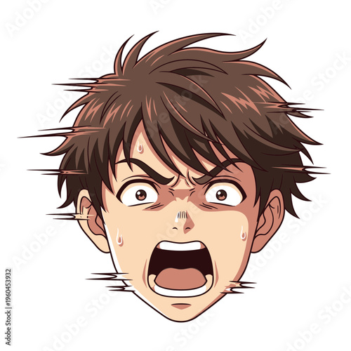 Anime character with shocked expression and wide open mouth.