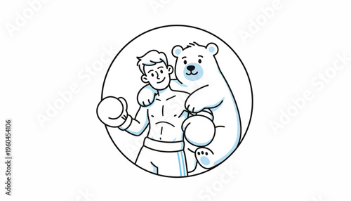 A joyful illustration of an unlikely friendship between a determined boxer and a friendly polar