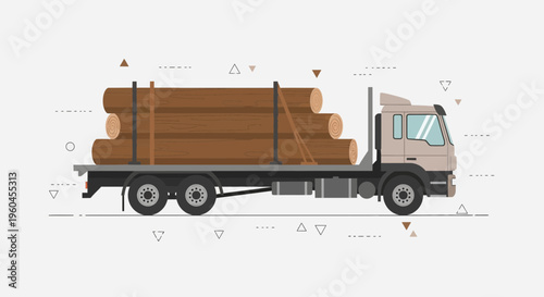 Timber Transport Truck Carrying Large Wooden Logs For Industry