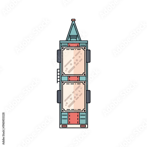 Top Down View Of A Modern Double Decker Trailer For Freight Transportation