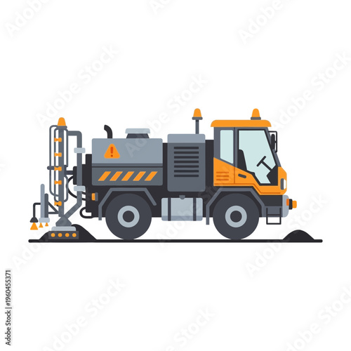 Specialized Asphalt Road Maintenance Vehicle Performing Work