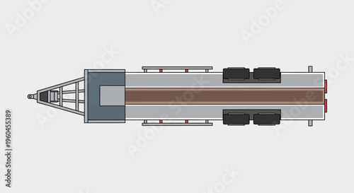 Top View Flat Design Of A Long Trailer Chassis