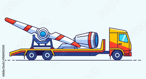 Transportation Of Wind Turbine Components On Flatbed Truck