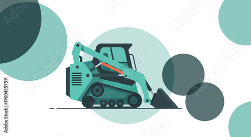 Turquoise Skid Steer Loader Machine With Abstract Circles