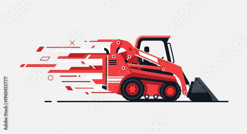 Red Skid Steer Loader Express Delivery Speed Motion Graphics