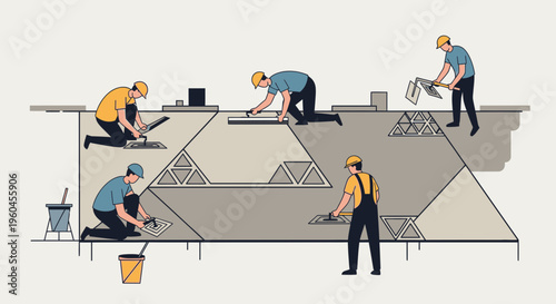 Skilled Artisans Crafting Geometric Masterpieces On Site