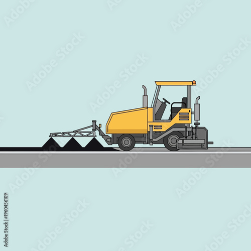Road Construction Asphalt Paver Machine Working on a Street