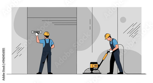 Skilled Construction Workers Performing Essential Building Maintenance Tasks