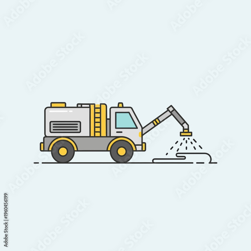 Specialized Truck Sprays Liquid Onto Surface For Maintenance Purposes