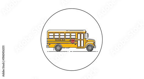 Classic yellow school bus flat outline icon representing student transportation and education