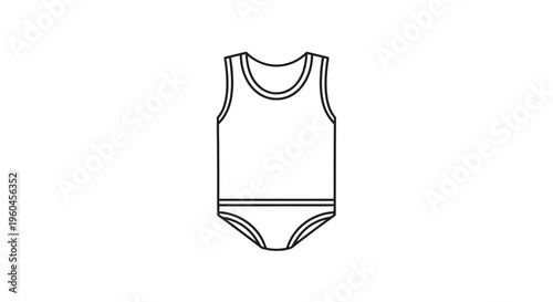 minimalist black outline illustration of a unisex baby bodysuit for infants and toddlers apparel