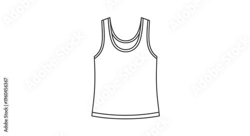 Minimalist outline illustration of a classic sleeveless undershirt or tank top graphic design