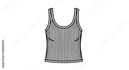 Minimalist line art illustration of a women's vertically striped sleeveless top design element