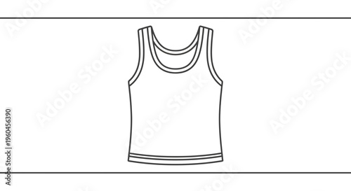 Minimalist black outline drawing of a classic men's or women's athletic tank top vest garment