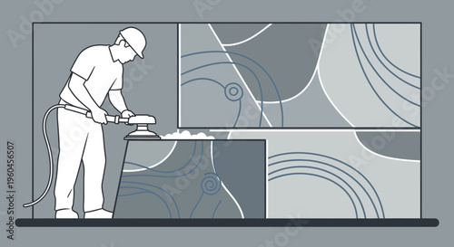 Skilled Tradesperson Polishing Surfaces with Rotary Sander