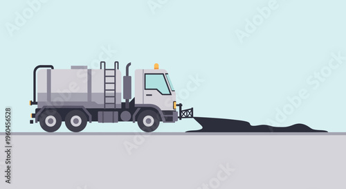 Road Maintenance Truck Applying Asphalt for Paving Services