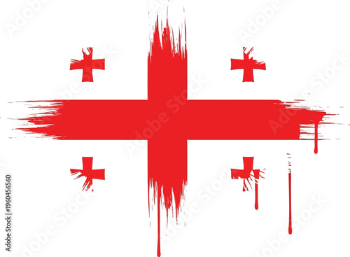 Georgia Flag Grunge Style Brush Stroke Design Isolated on White Background for Patriotic Graphic Projects